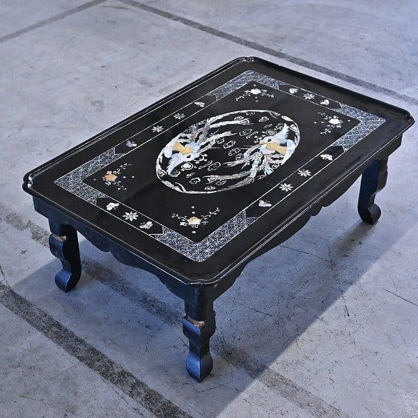 楽天市場】螺鈿細工 座卓 鳥 座卓 夜光貝 ガラス ちゃぶ台 ロー