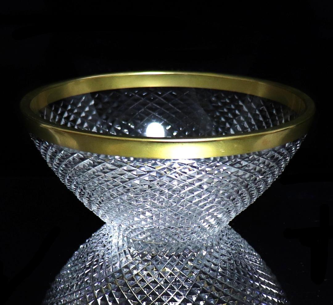 オールド・バカラ 春海商店特注 金縁霰切子鉢 大型 ギヤマン 義山 茶